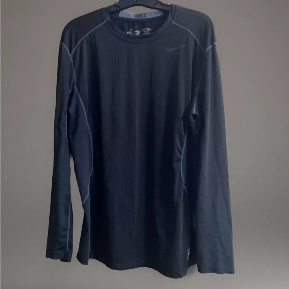 Nike Pro Compression Shirt Sz L Mens Long Sleeve Dri Fit Pro Combat Fitted Black